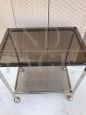 Allegri Parma food trolley in brass-plated steel with smoked glass tops