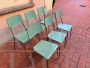 Set of 6 vintage green Formica chairs, Italy 1970s          