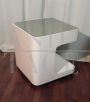 Coffee table on wheels by Marcello Siard in white with glass top