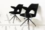 Pair of black velvet swivel design office chairs, 1970s