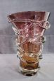 Large vintage amber and purple artistic Murano glass vase