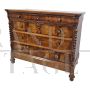 Antique 19th century chest of drawers with four drawers and turned columns