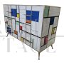 Mondrian style Murano glass dresser with four drawers