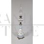 Vintage electrified oil table lamp in bronze and glass