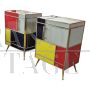 Pair of bedside tables in wood and glass in four colours