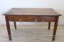 Antique rustic table in poplar wood from the 19th century with two drawers