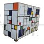 Mondrian style four-drawer chest of drawers in Murano glass