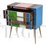 Dresser with two drawers in multicolored Murano glass