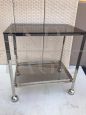 Allegri Parma food trolley in brass-plated steel with smoked glass tops