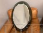 Vintage oval mirror with green smoked glass bottom, 1960s