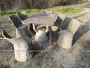 Concrete garden set, consisting of 4 armchairs and a coffee table, 1950s