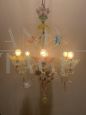 Chandelier attr. Cesare Toso in colored Murano glass with 6 lights