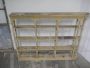 1940s open bookcase in lacquered fir wood with carvings