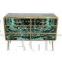 Wooden dresser covered in green malachite effect glass 