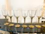 Set of 12 Murano glass and brass boat glasses, Italy 1980s