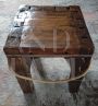 Vintage industrial wooden workshop stools