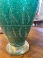 Vase by Flavio Poli for Seguso in green Murano glass with bubbles