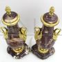 Antique pair of Napoleon III vases in gilded bronze and marble, 19th century