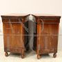 Pair of antique capuchin bedside tables from the Charles X era in walnut, 19th century Italy