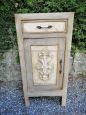 Vintage shabby chic bedside cabinet with frieze