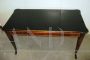 Vintage 60s table with black glass top and threaded decorations