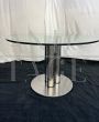 Marcuso design table by Marco Zanuso for Zanotta with round glass top