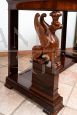 Antique Sicilian Empire console table in mahogany feather with white marble top