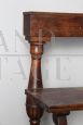 Antique 18th century bench in walnut with turned columns