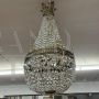 Large antique hot air balloon chandelier from the late 19th century with crystal drops