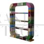 Art Deco style double-sided bookcase in multicolored Murano glass