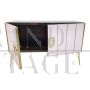 2-door sideboard in pink and black glass and brass