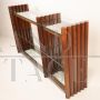 Design console attributed to Carlo Scarpa in solid wood with glass shelves