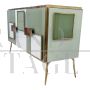 Vintage style three-door sideboard in sage green glass