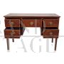 Antique Louis XVI style desk with drawers and inlaid threads