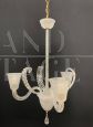 Three-armed Barovier chandelier in sandblasted Murano glass