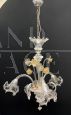 Cesare Toso chandelier in Murano glass with golden flowers, Italy 1980s