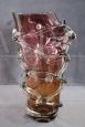 Large vintage amber and purple artistic Murano glass vase