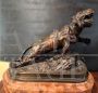 J. J. Hesteau - bronze sculpture of a wounded tiger, France early 1900s