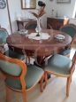 Antique round table inlaid with sculpted leg, early 19th century