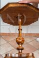 Antique Empire side table in walnut briar with drawer and inlay on the top