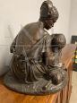 Large antique bronze Maternal Tenderness sculpture by Jean Joseph Jaquet, 19th century