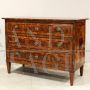 Louis XVI chest of drawers in inlaid and threaded walnut, Italy 18th century