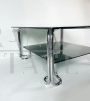 Mid-century steel coffee table with double smoked glass top