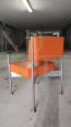 Vintage design armchair in steel and orange skai, 1970s