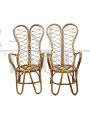 Vintage high back rattan chairs, 1960s design    