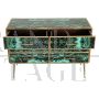 Wooden dresser covered in green malachite effect glass