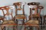 Set of six antique Tuscan country chairs in walnut and straw