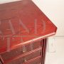 Vintage desk designed by Italo Gasparucci in burgundy-stained rattan and leather, 1970s