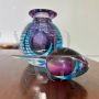 Perfume holder vase by Flavio Poli in submerged blue and purple Murano glass