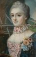 Antique pastel painting depicting a noblewoman with a hurdy-gurdy